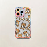 Lovely Bear Cute Cartoon Silicone Clear Case For iPhone 14 13 12 series